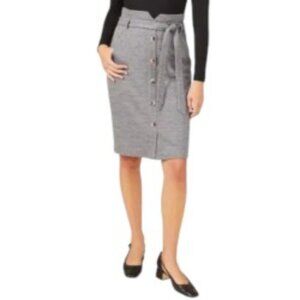 NWT J. McLaughlin Leolia Wool Blend Skirt in Grey Herringbone Jacquard 2